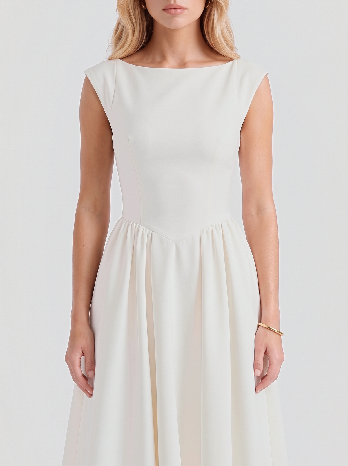 Augusta Structured Midi Dress - White