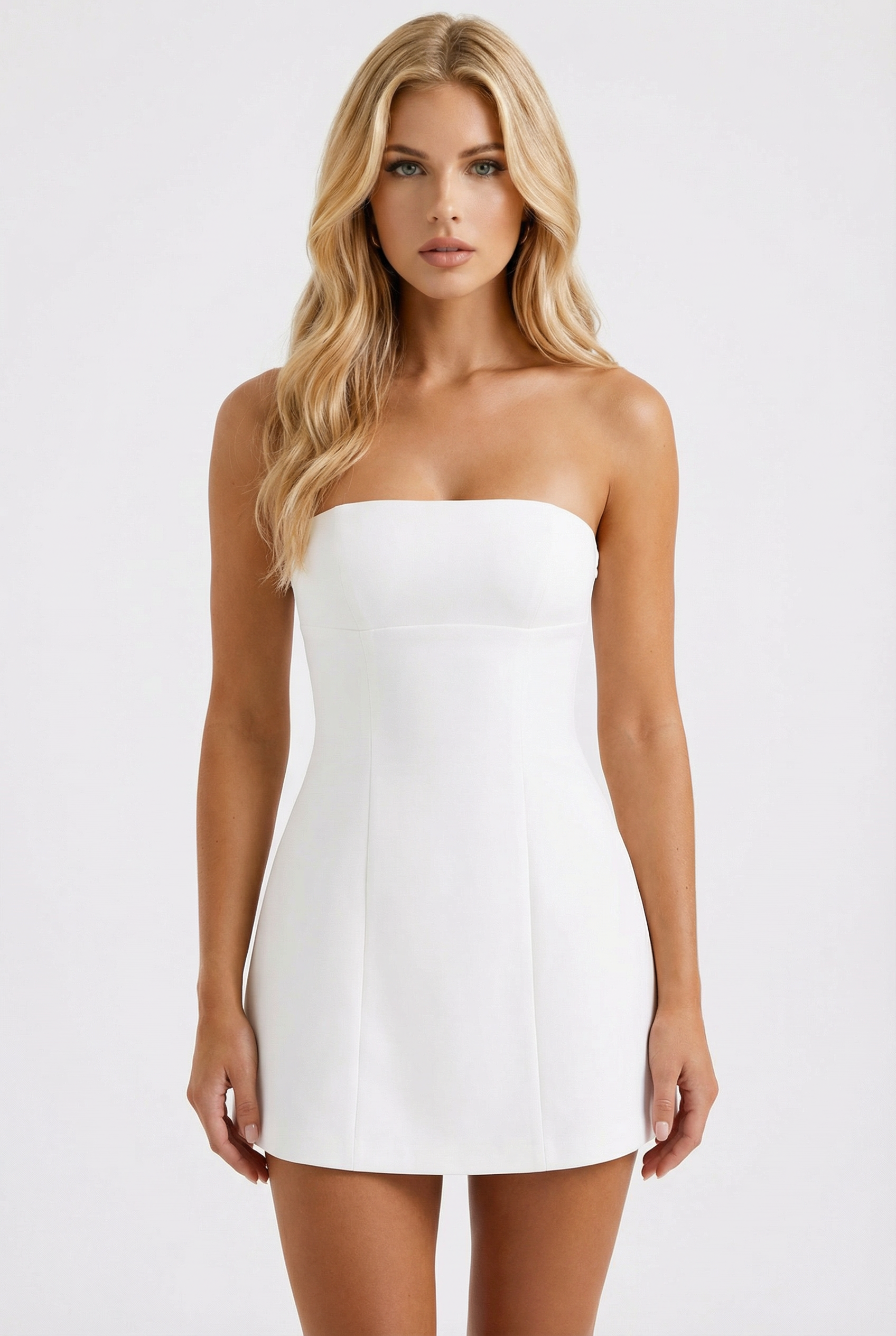 white structured mini dress Carly Strapless - - XS - Fashion Bohemian Shein Fit And Color:Cocoa Brown Textured crepe fabric adds Web Collection: Evening Dresses