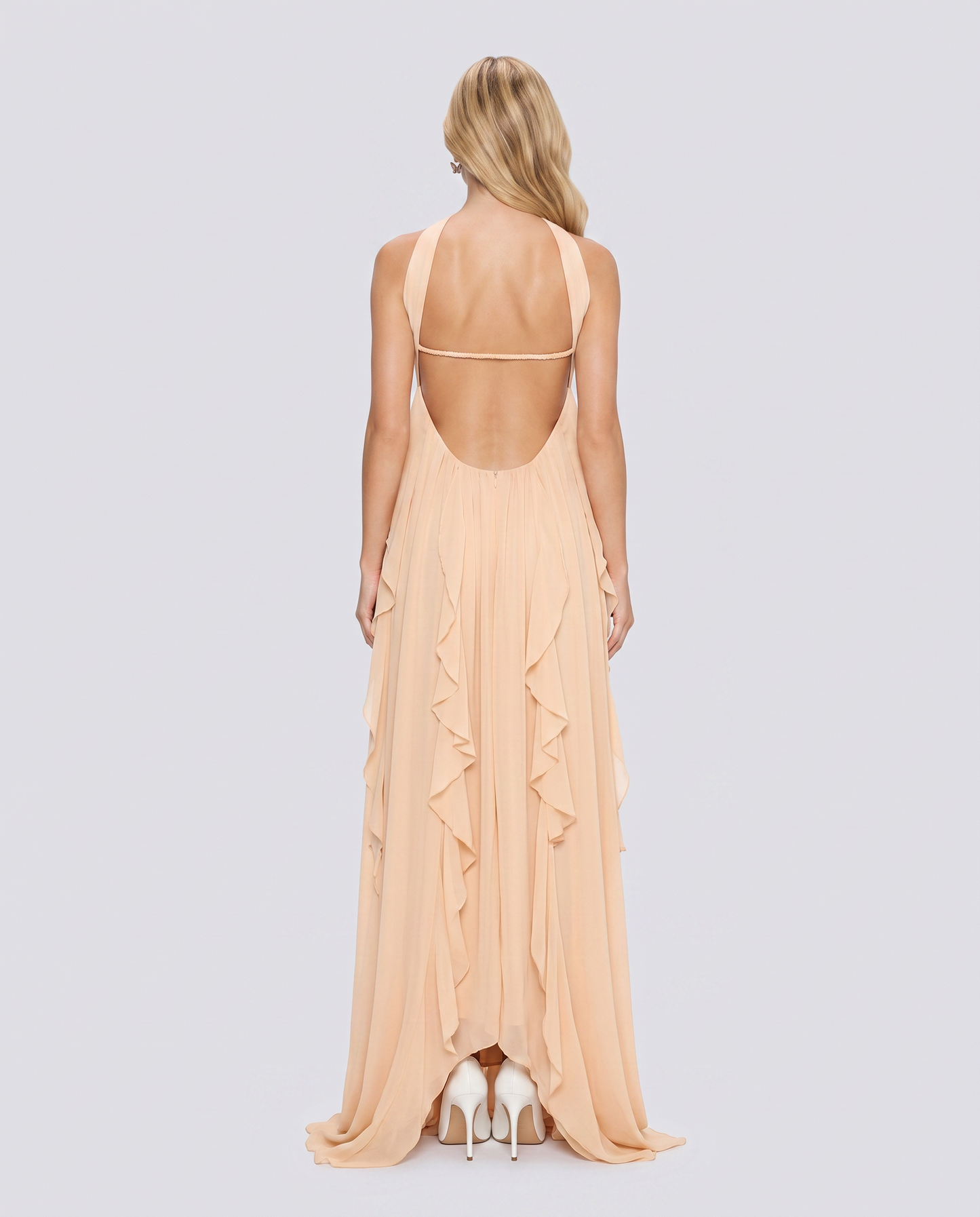 Catherine Halter Maxi Dress - Peach