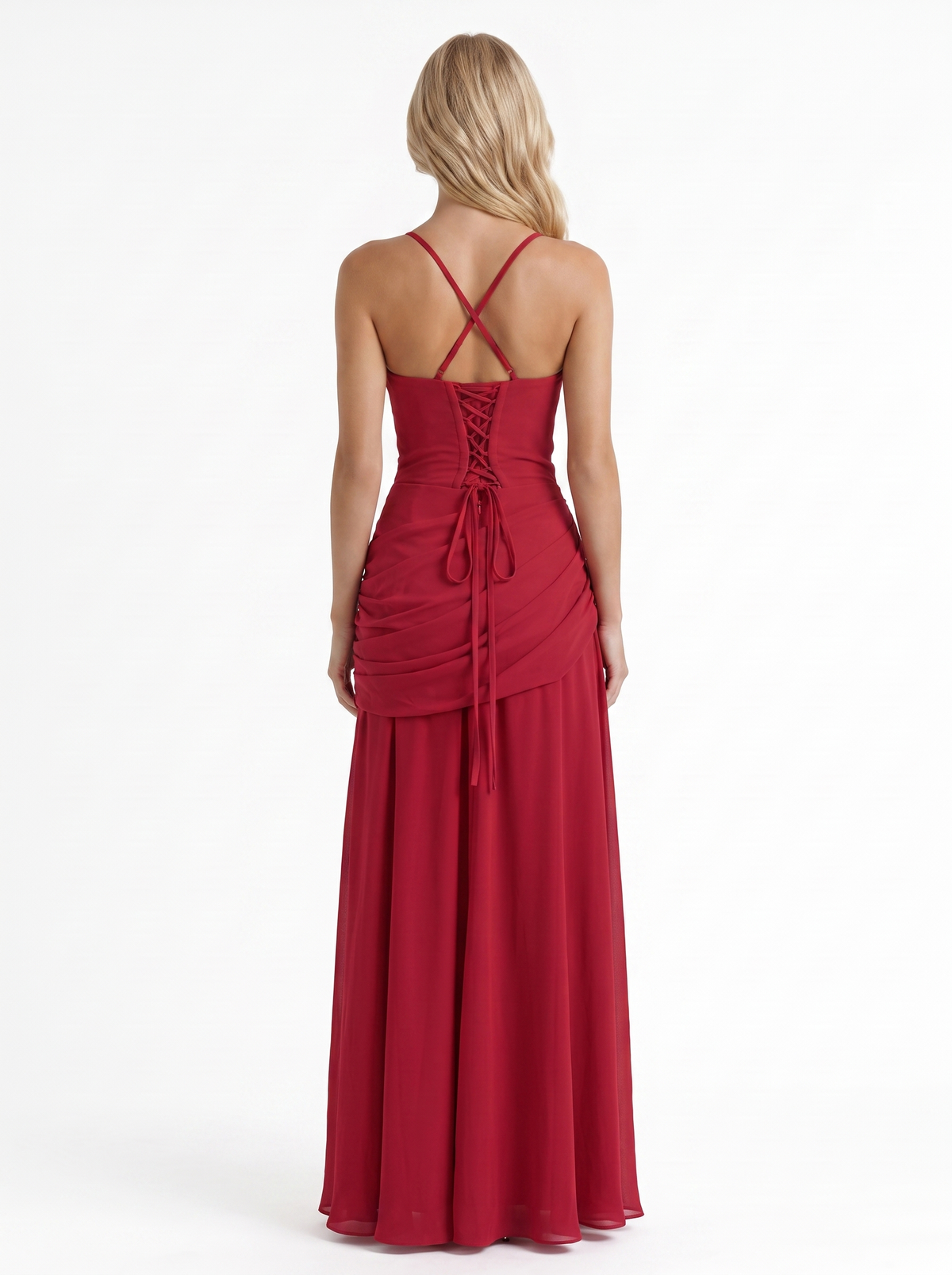 Charlotte Ruched Maxi Dress - Burgundy
