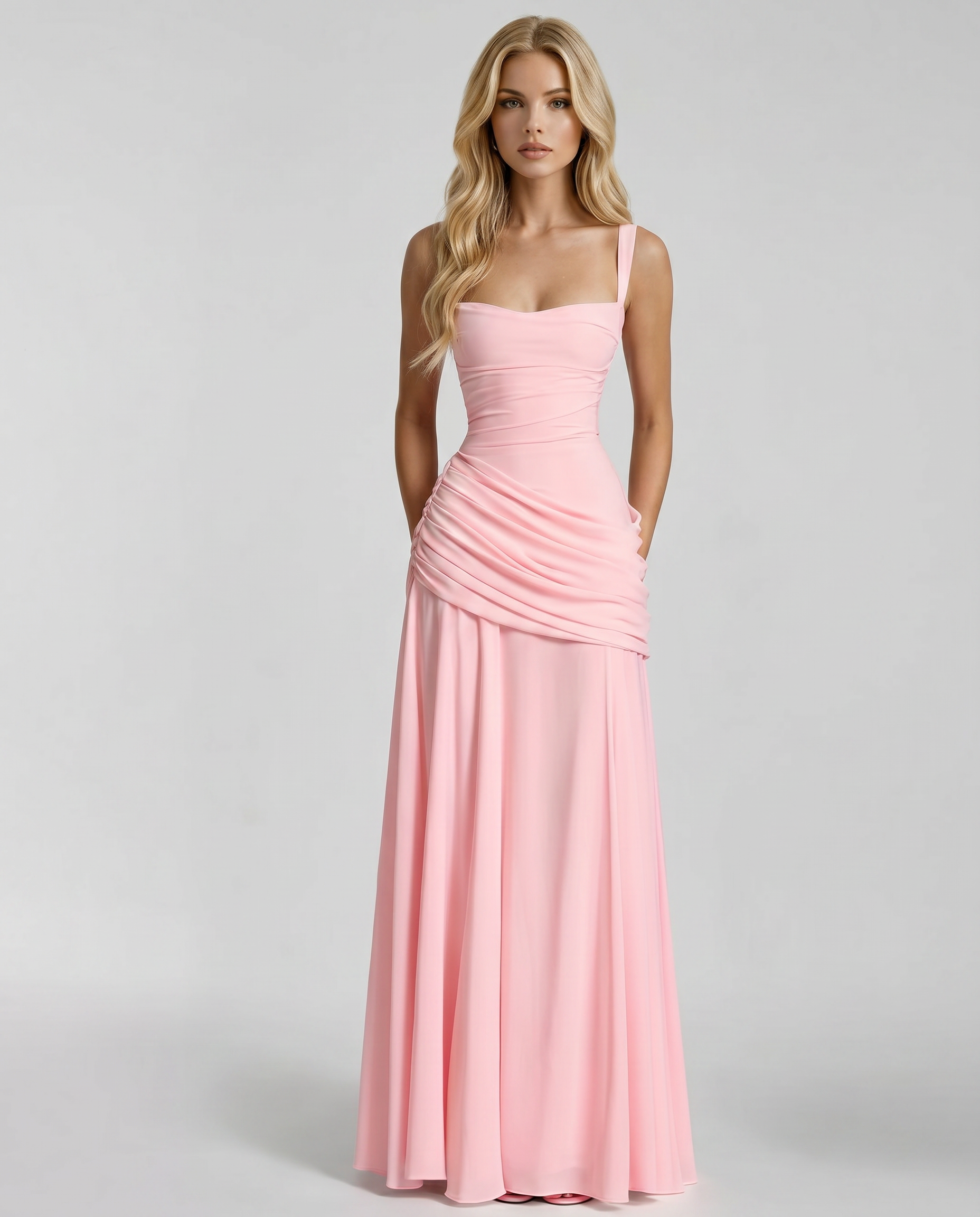 Charlotte Ruched Maxi Dress - Pink - M - Fashion - Kaylas Collectives Charlotte Ruched Maxi Dress - Pink - M - Fashion - Kaylas Collectives