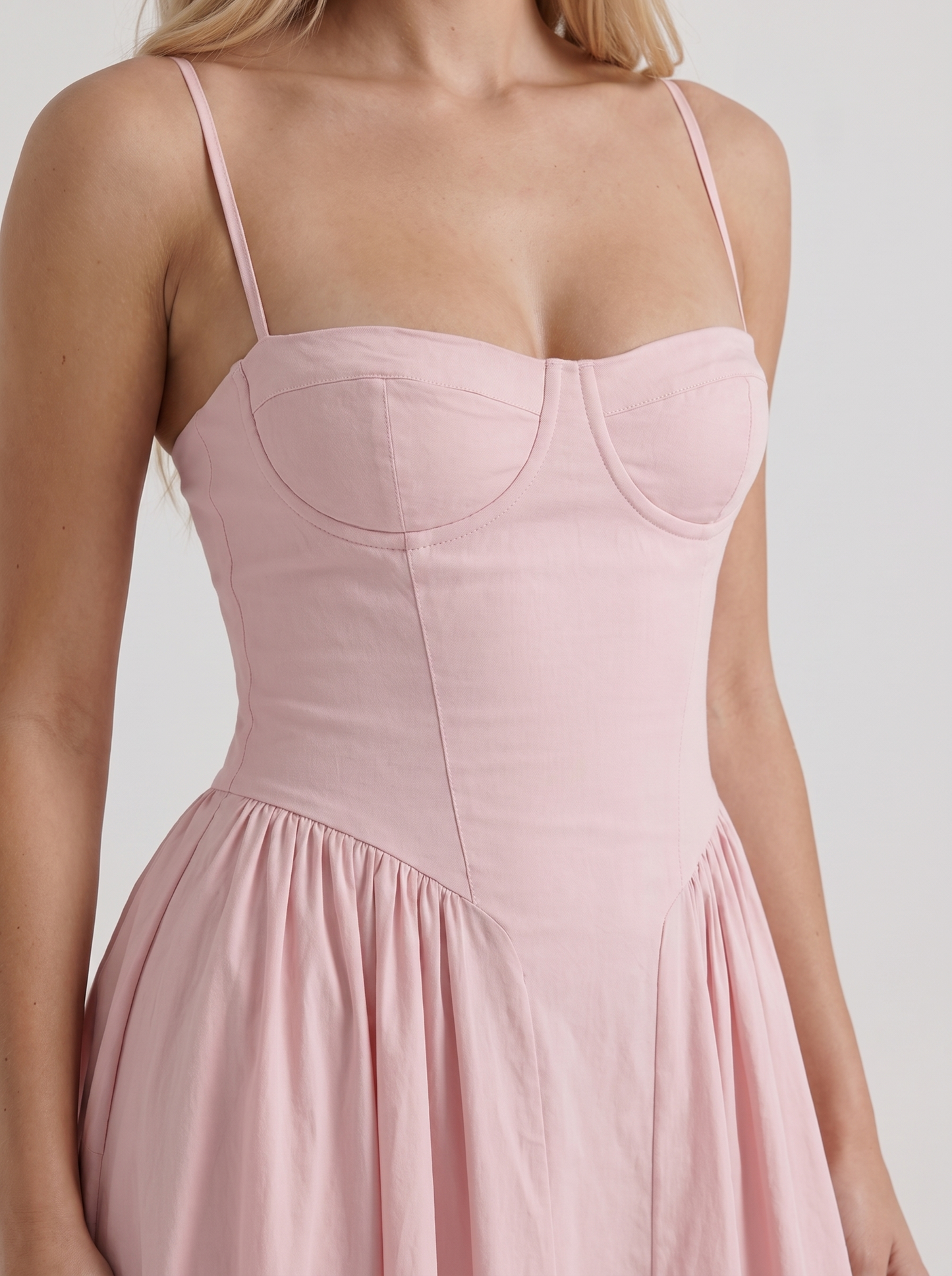Francesca Sweetheart Ruched Midi Dress - Light Pink