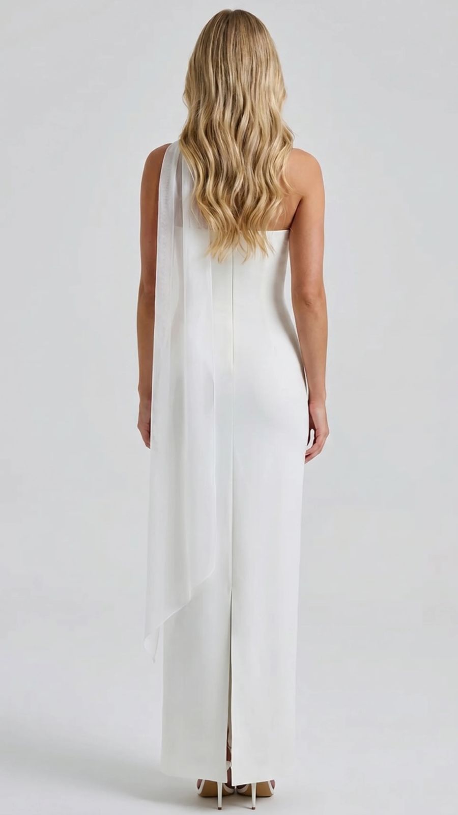 Francisca Bandage Mesh Sash Maxi Dress - White