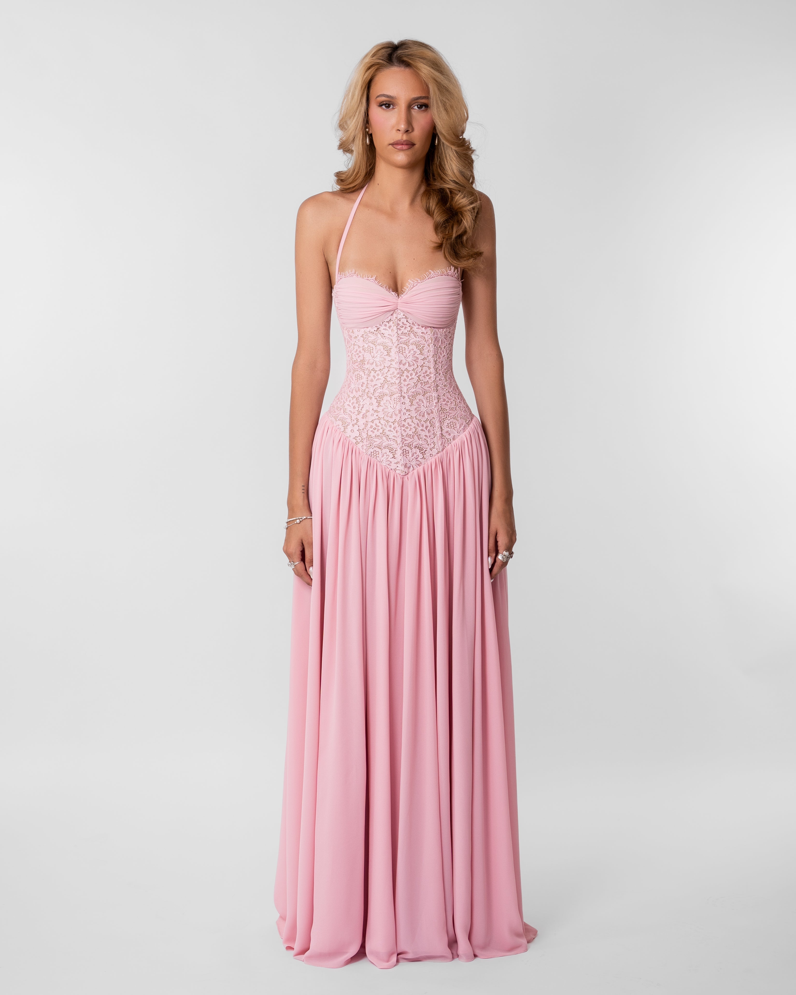 lace corset maxi dress Isabella - Pink - M - Fashion smart-doll Standout Features Corset Purple Floor-Length Sleeveless Dress SIZE:M/L