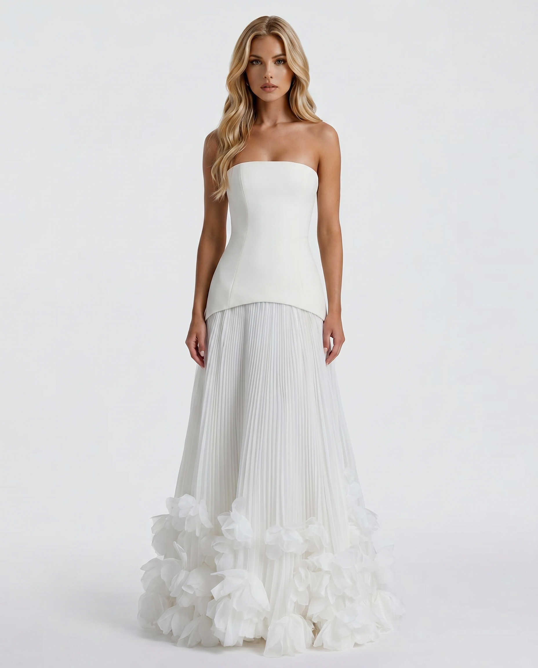 white maxi dress bridal shower Katy Rosette - - XL - Fashion nvgroup_2DO84 Long vertical pleated maxi Bardot tie back corset Size:8x10