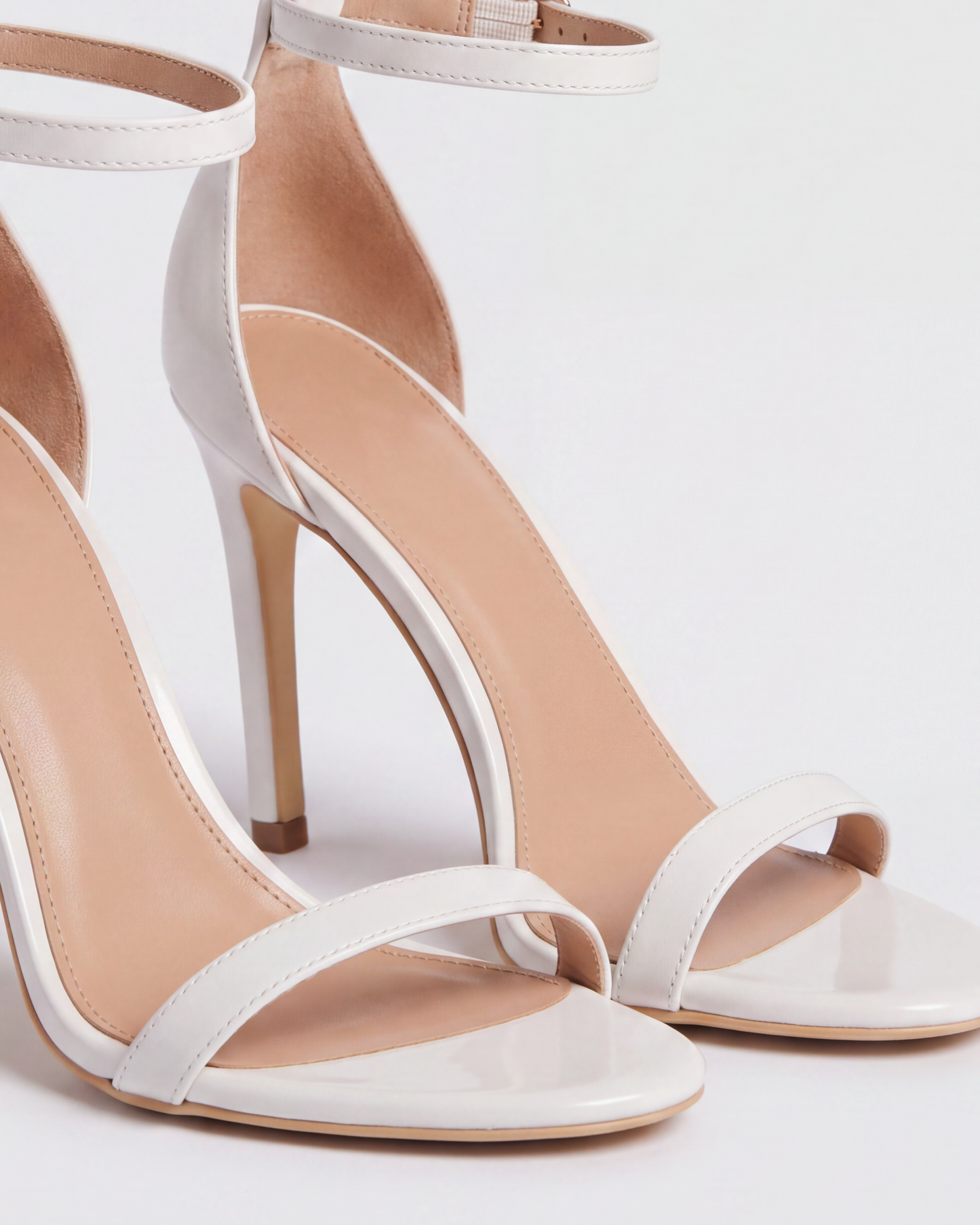 Kayla's Collectives Megan ankle strap stiletto heeled sandal in white — view 6