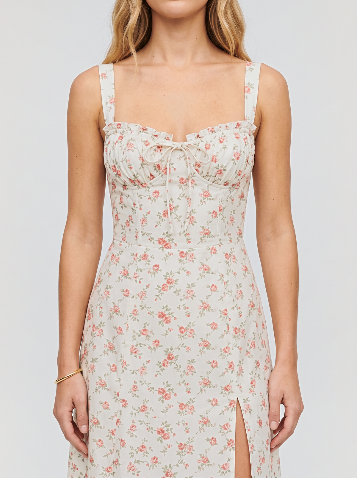 Paola Corset Midi Dress - Pink Floral
