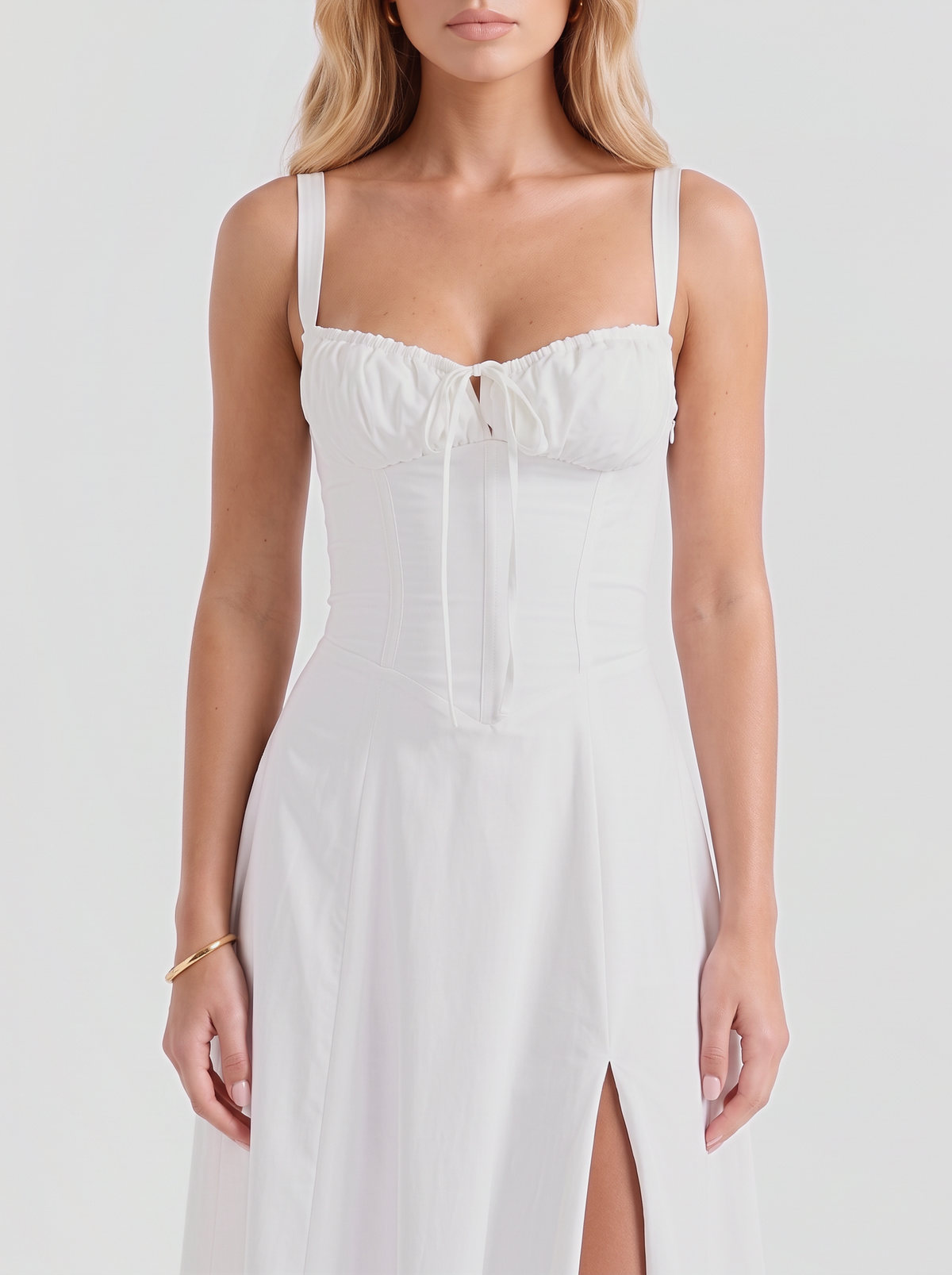 Paola Corset Midi Dress - White