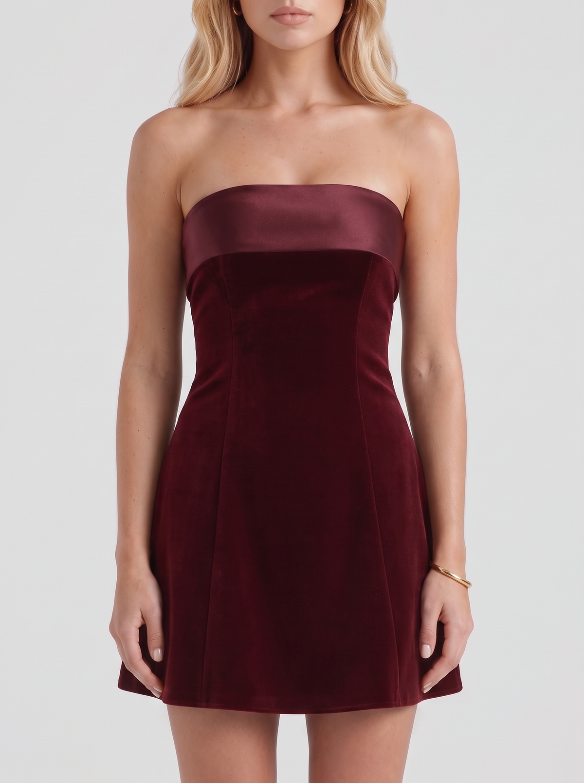 Philomena Velvet Mini Dress - Burgundy