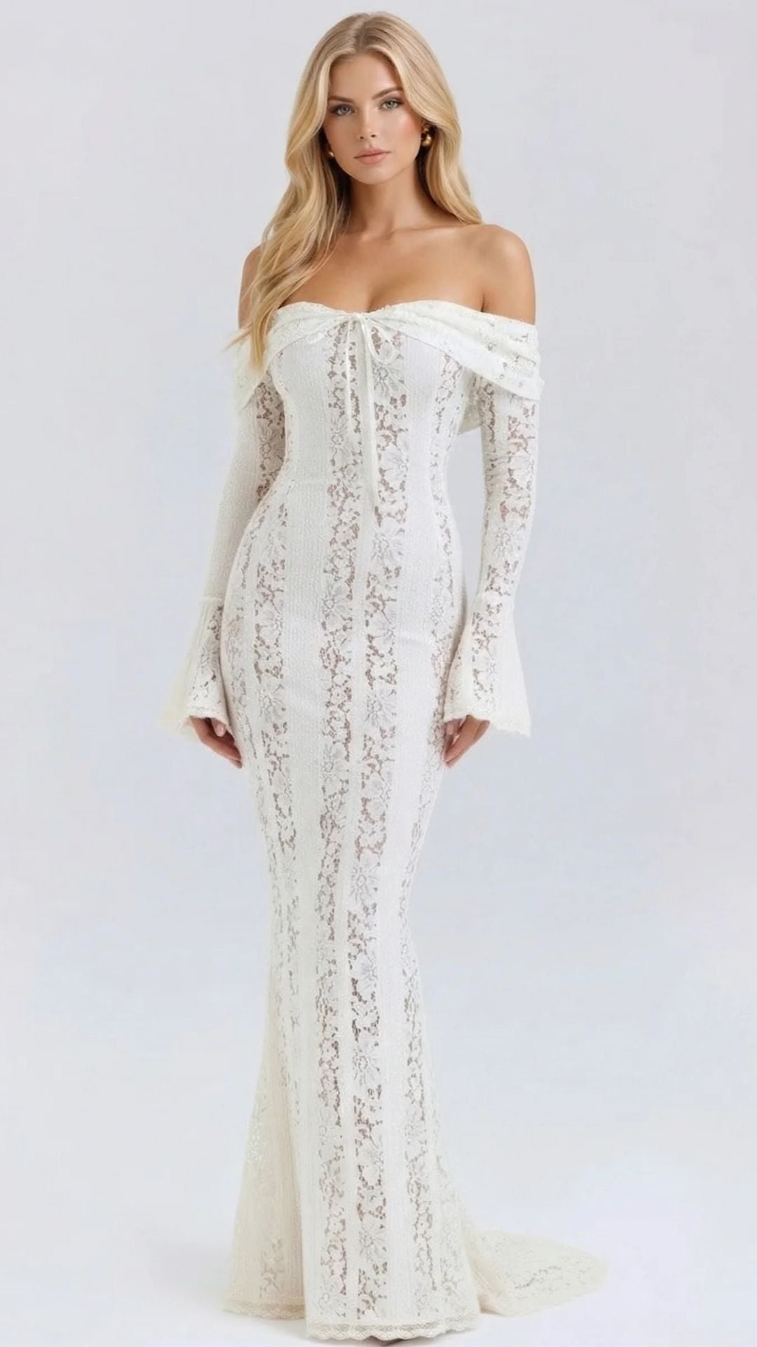 Rebekah Lace Off-Shoulder Maxi Dress - White - XS - Fashion