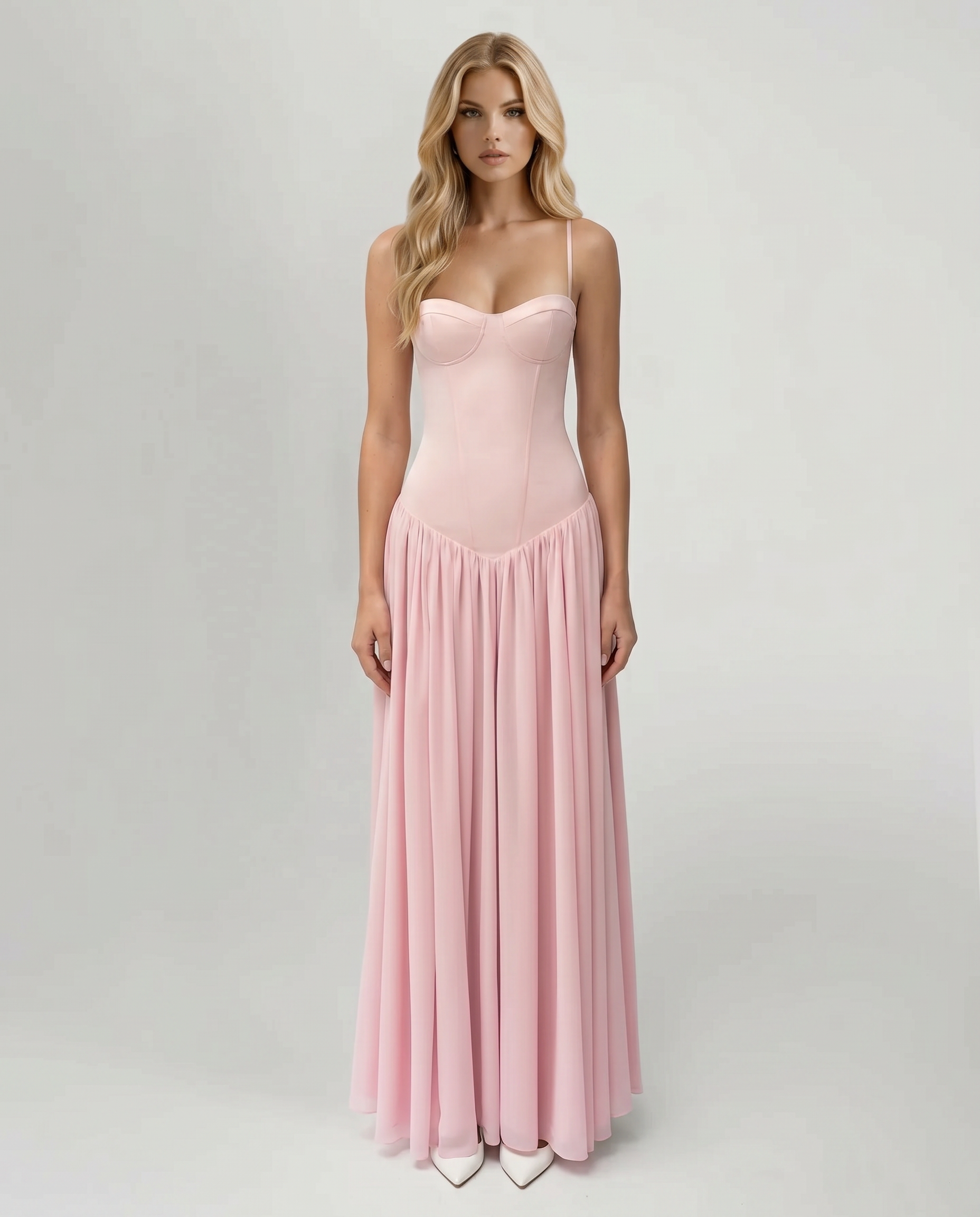 pink maxi wedding guest dress Rosa Corset - - L - Fashion Odette Lilac Long Sleeve and unique textured fabric Straps & Sleeves_Spaghetti Strap Primary color:Powder