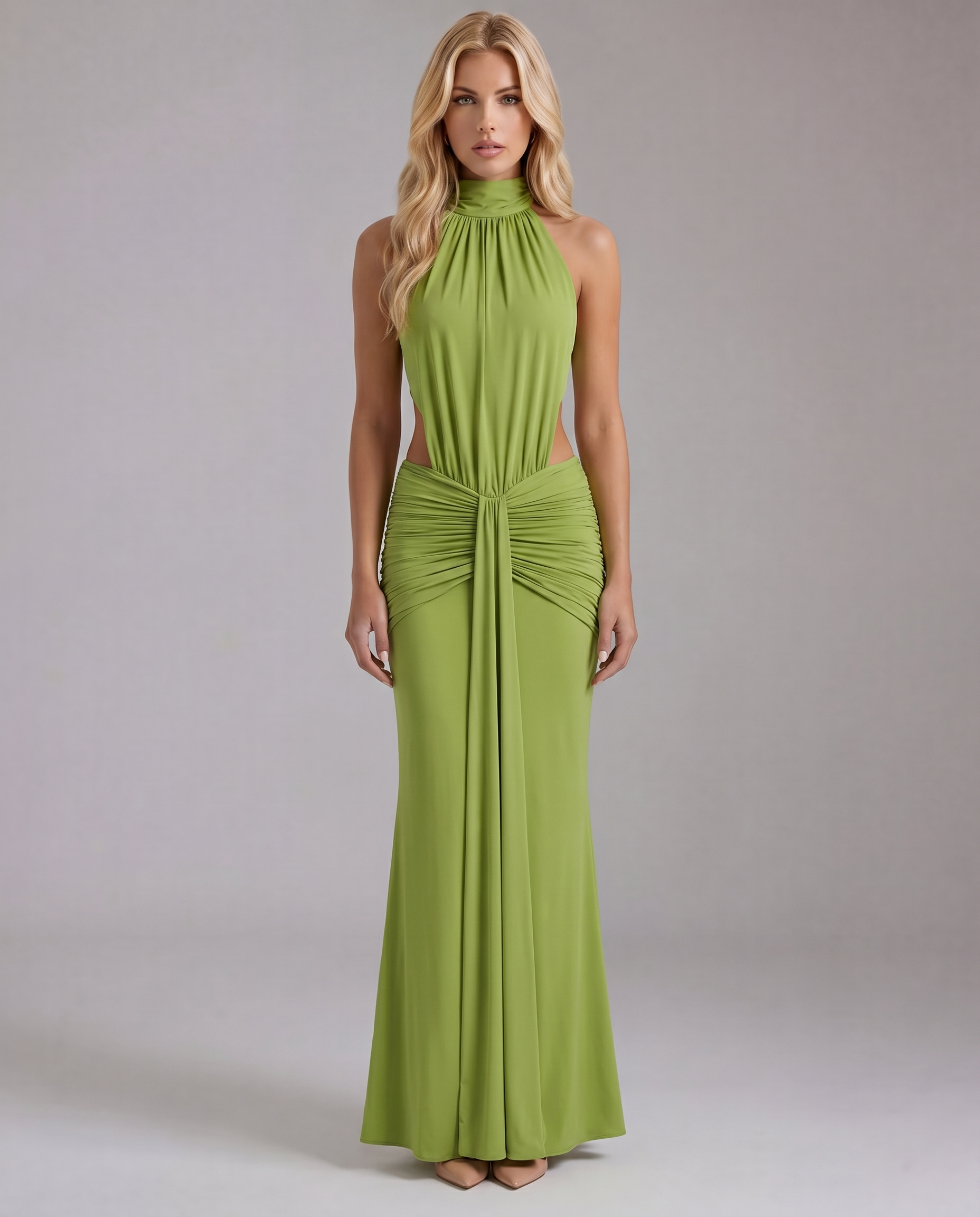 green maxi dress Olive Goddess Maxi Dress L / Green