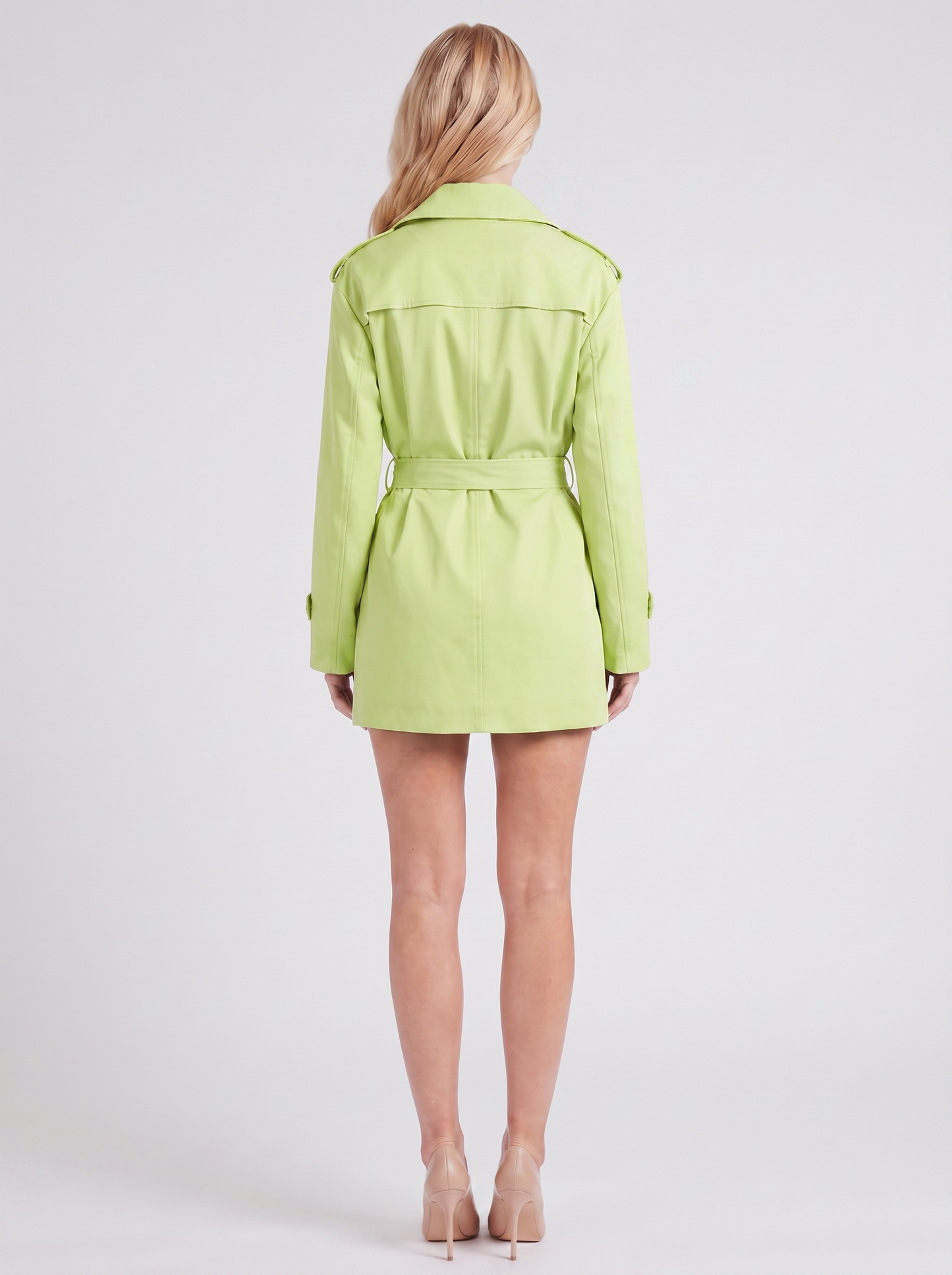 Una Belted Trench in Green - coat front view