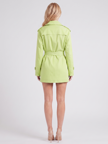 Una Belted Trench in Green - coat front view