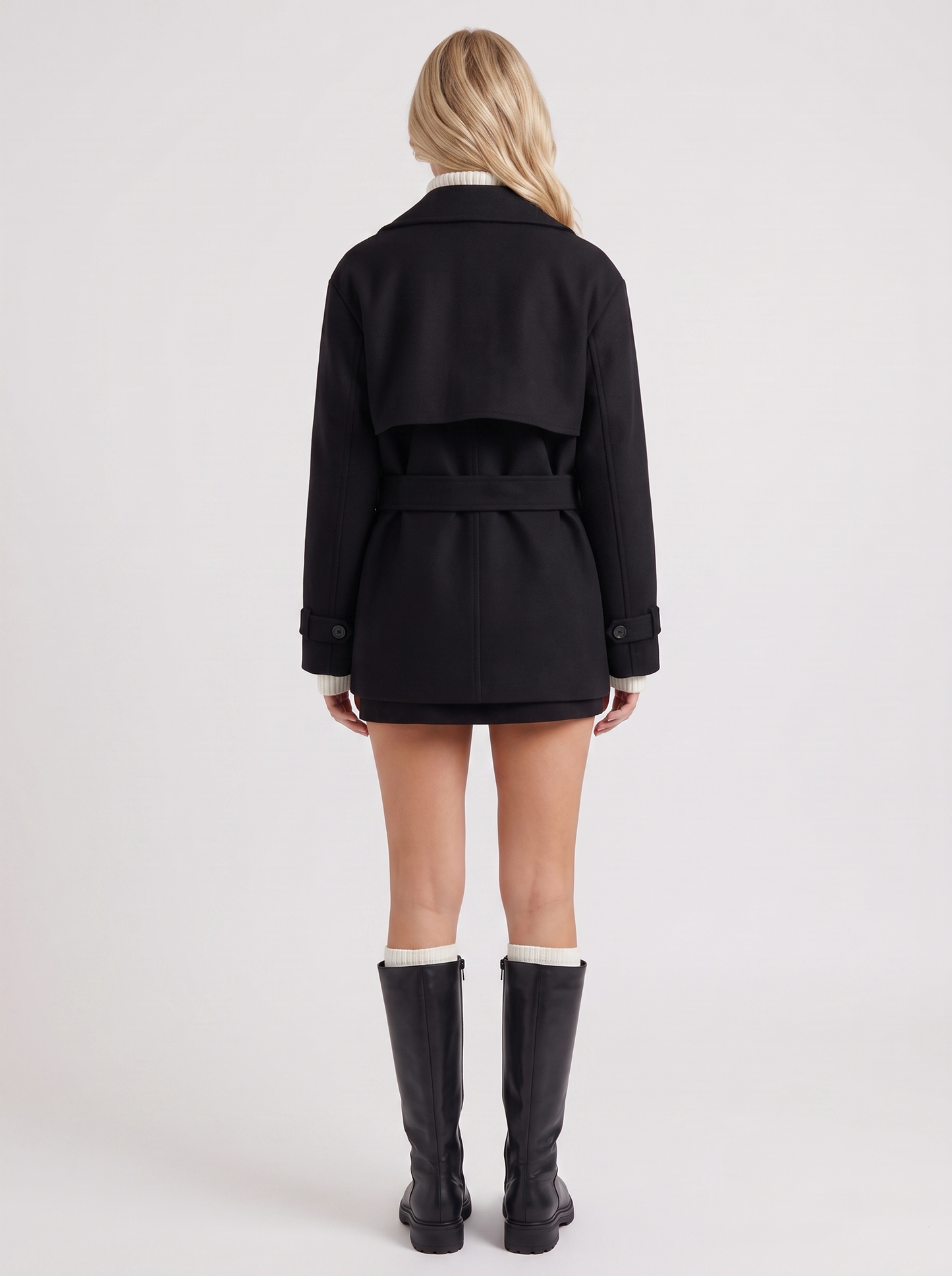 Isla Oversized Peacoat in Black - coat front view