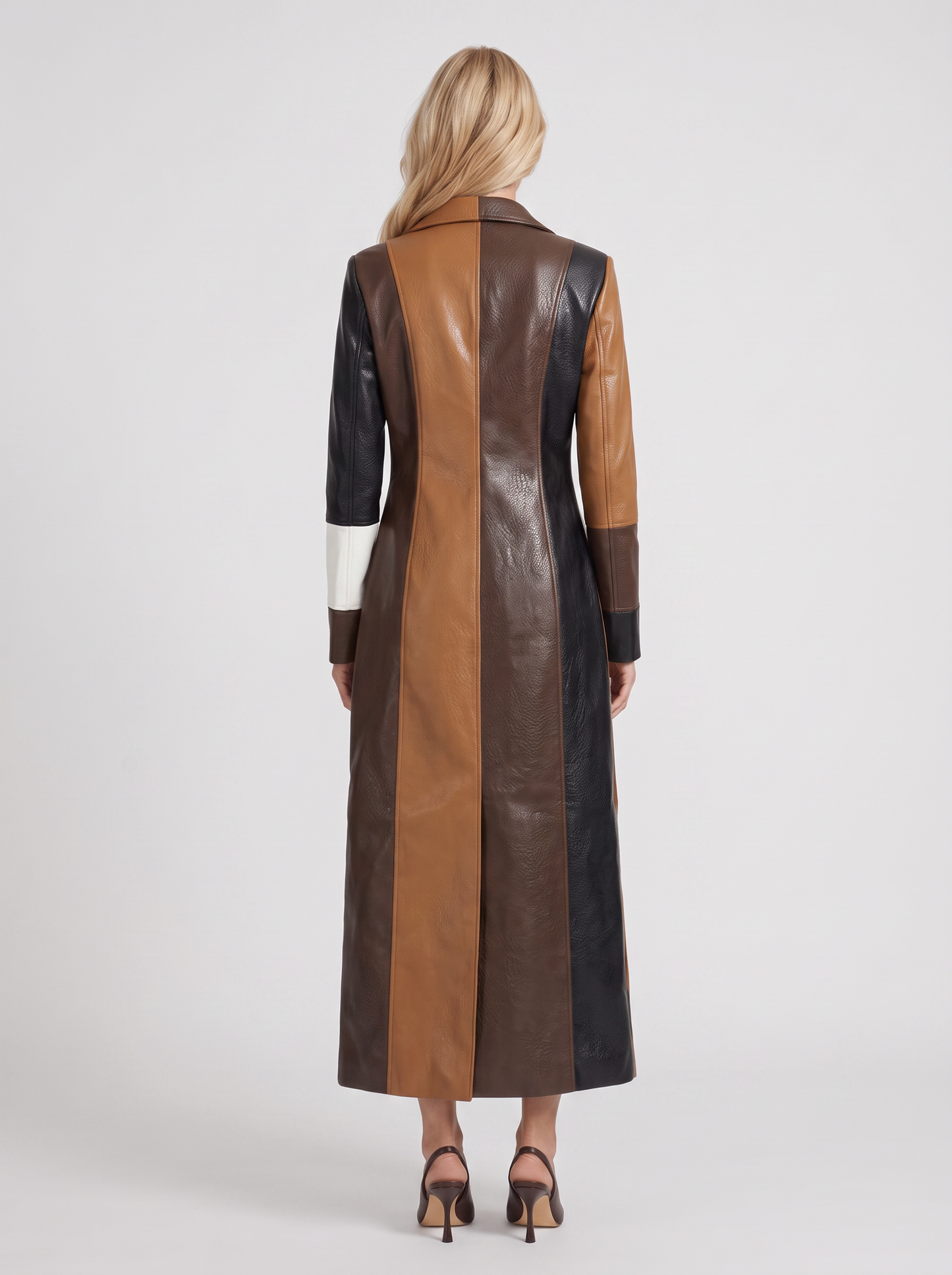 Margaux Colorblock Coat in Brown Multi - coat front view