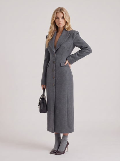 Mabel Longline Coat in Gray - coat front view