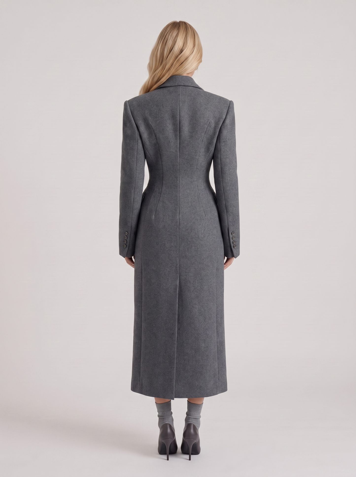 Mabel Longline Coat in Gray - coat front view