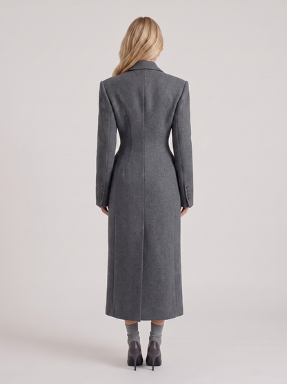 Mabel Longline Coat in Gray - coat front view