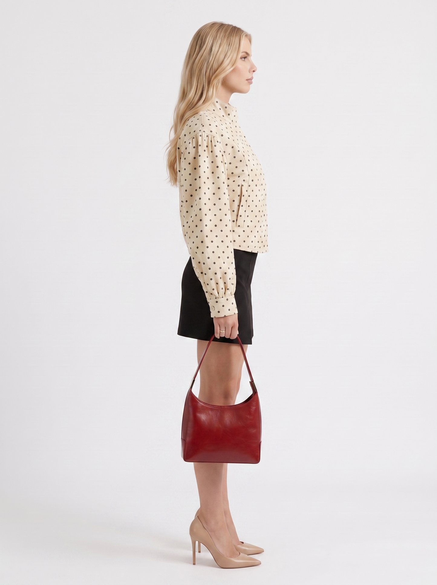Ruby Polka-Dot Jacket in White - jacket front view