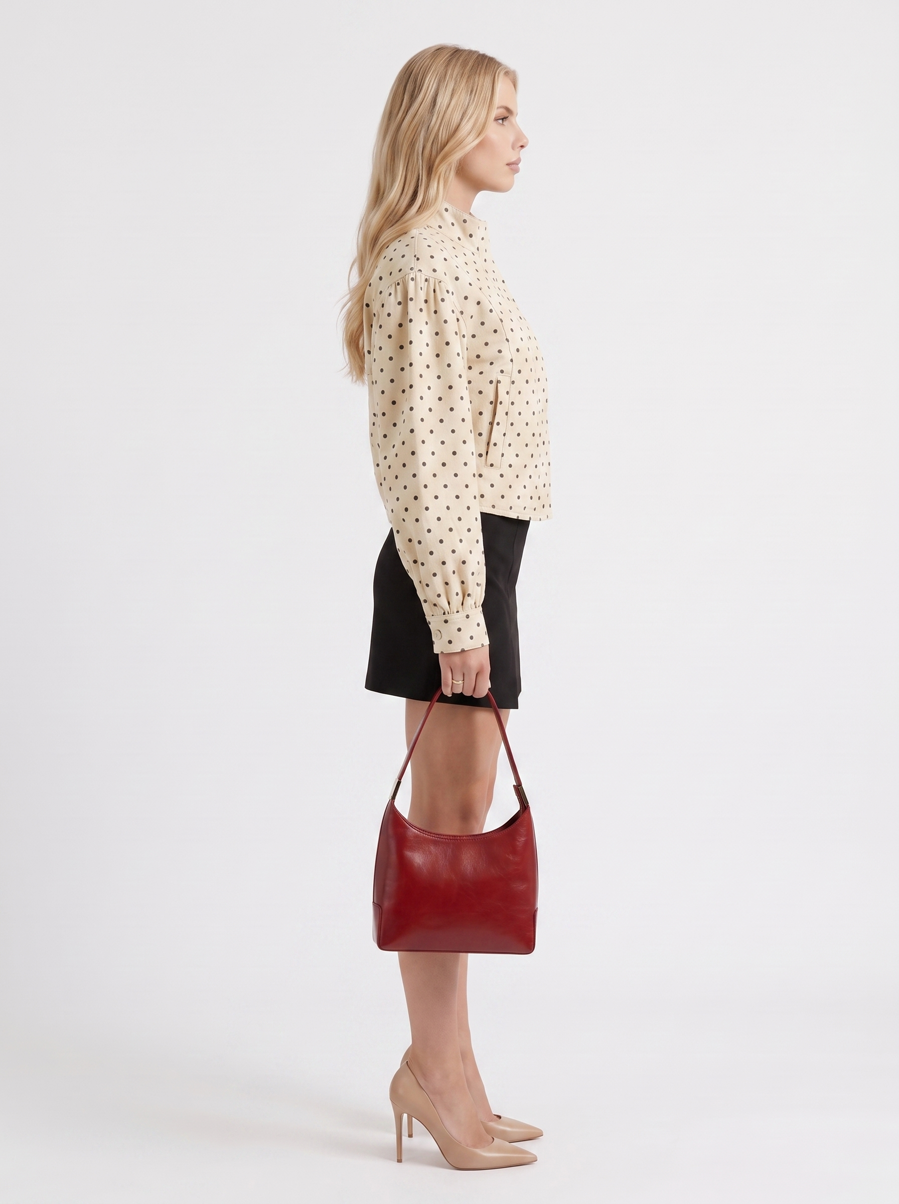 Ruby Polka-Dot Jacket in White - jacket front view