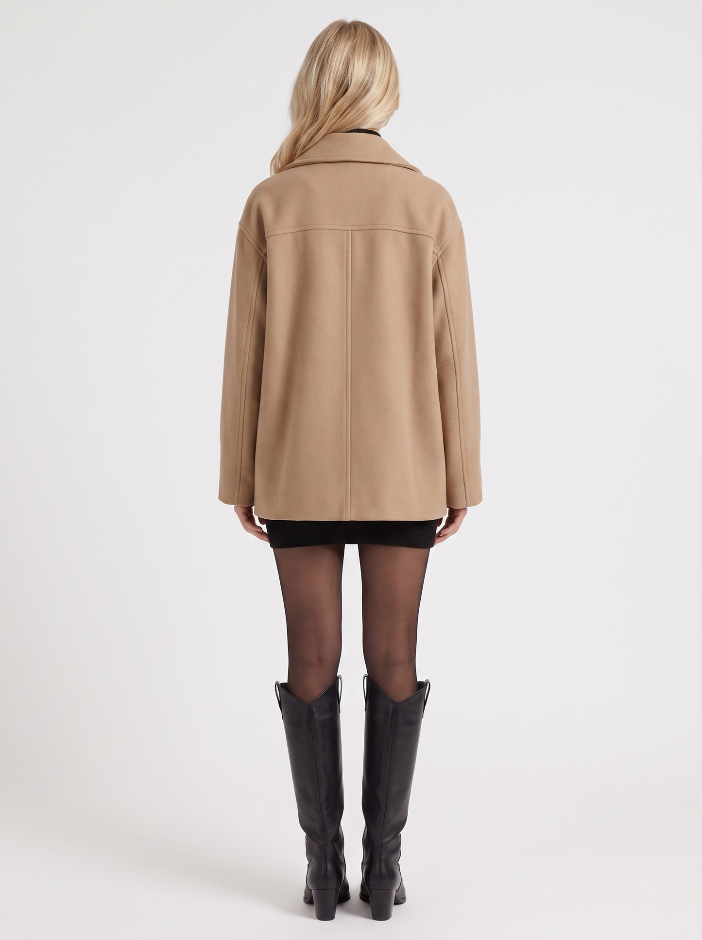 Isla Oversized Peacoat in Camel - coat front view