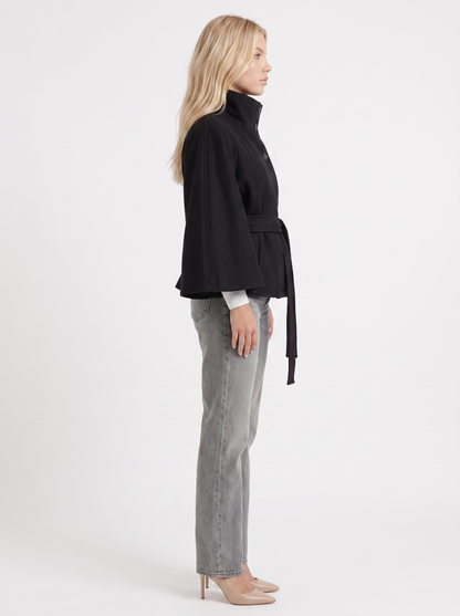Josephine Cape Coat in Black - coat front view