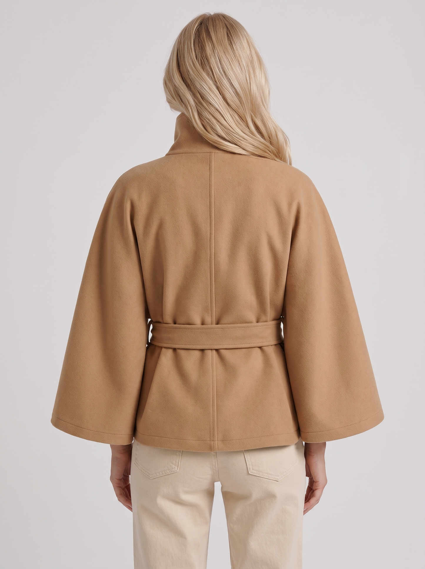 Josephine Cape Coat in Khaki - coat front view