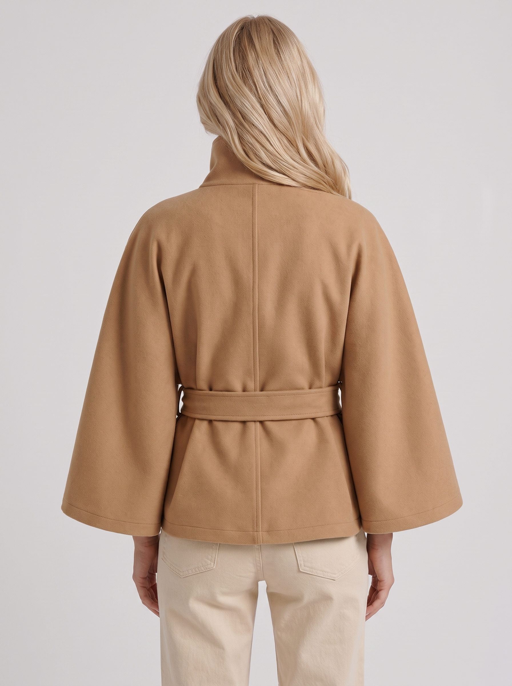 Josephine Cape Coat in Khaki - coat front view