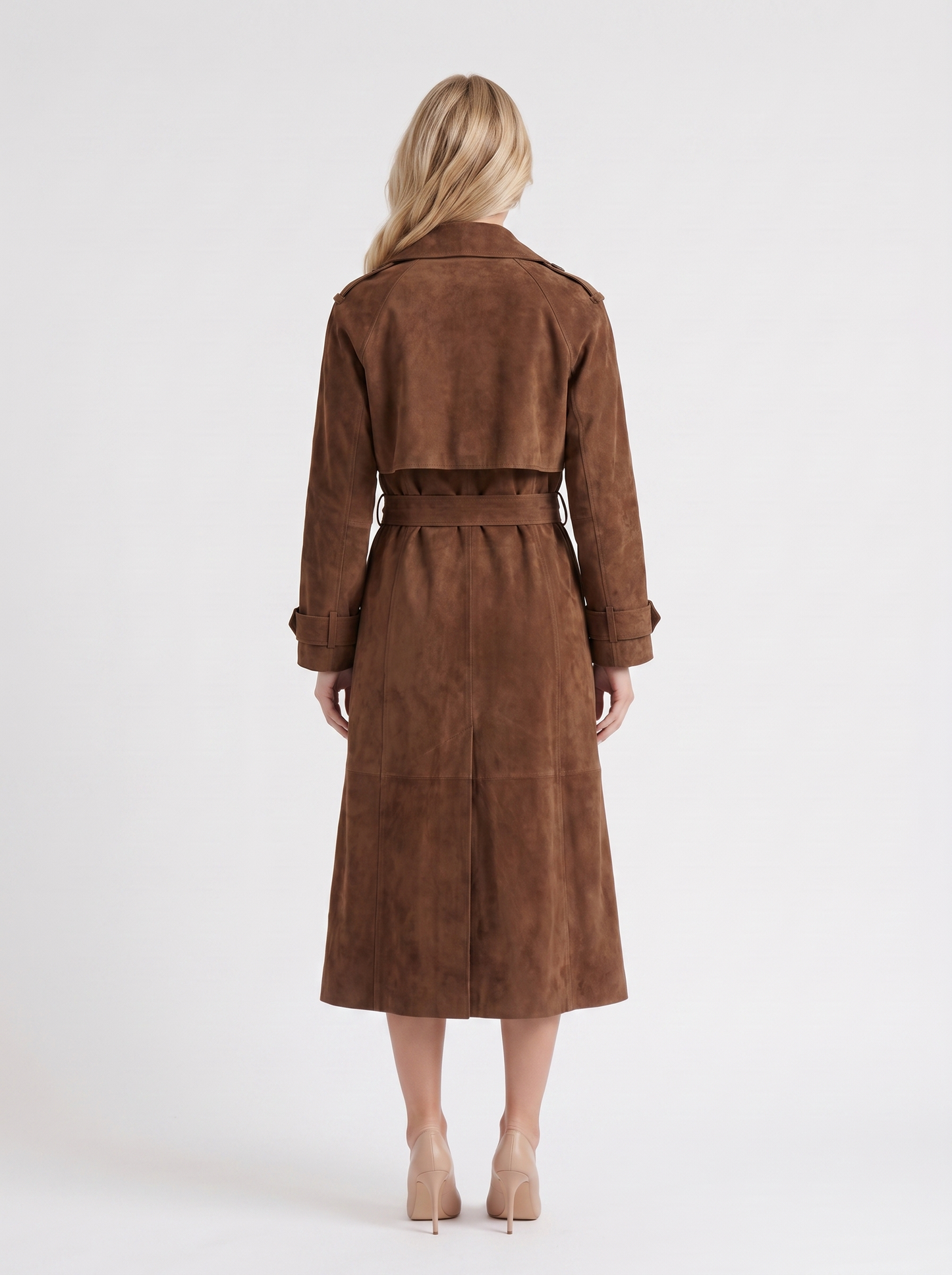 Nina Longline Trench in Brown - coat front view