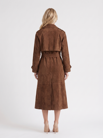 Nina Longline Trench in Brown - coat front view