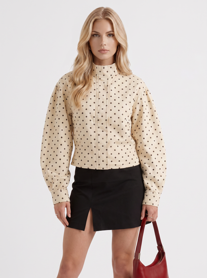 Ruby Polka-Dot Jacket in White - jacket front view