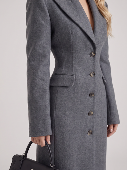Mabel Longline Coat in Gray - coat front view