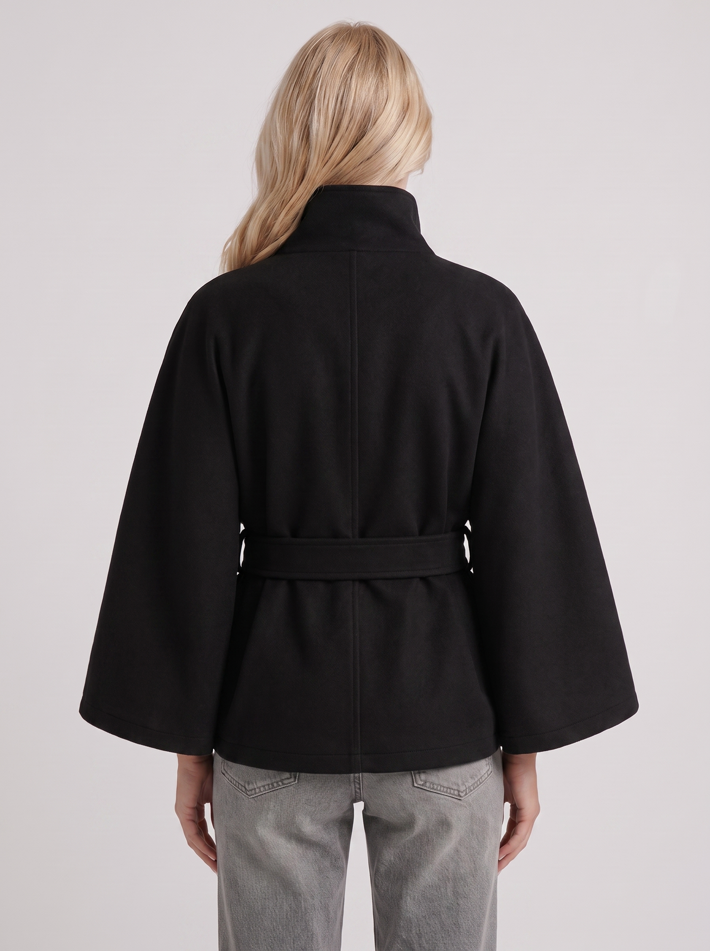 Josephine Cape Coat in Black - coat front view