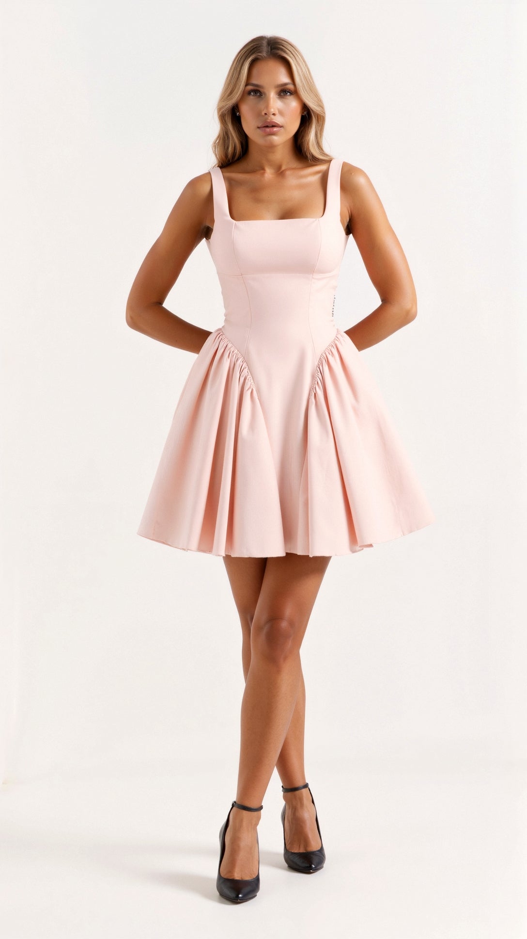 Women’s Square Neck Mini Dress with A-Line Silhouette