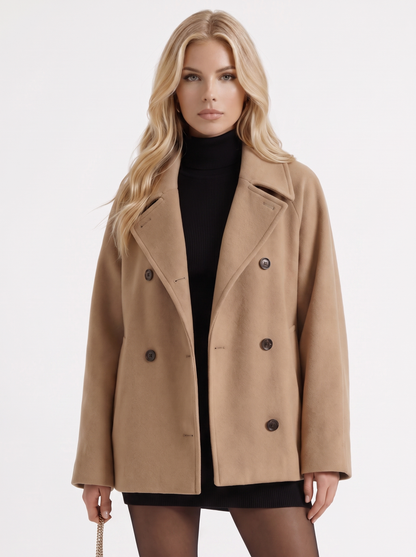 Isla Oversized Peacoat in Camel - coat front view