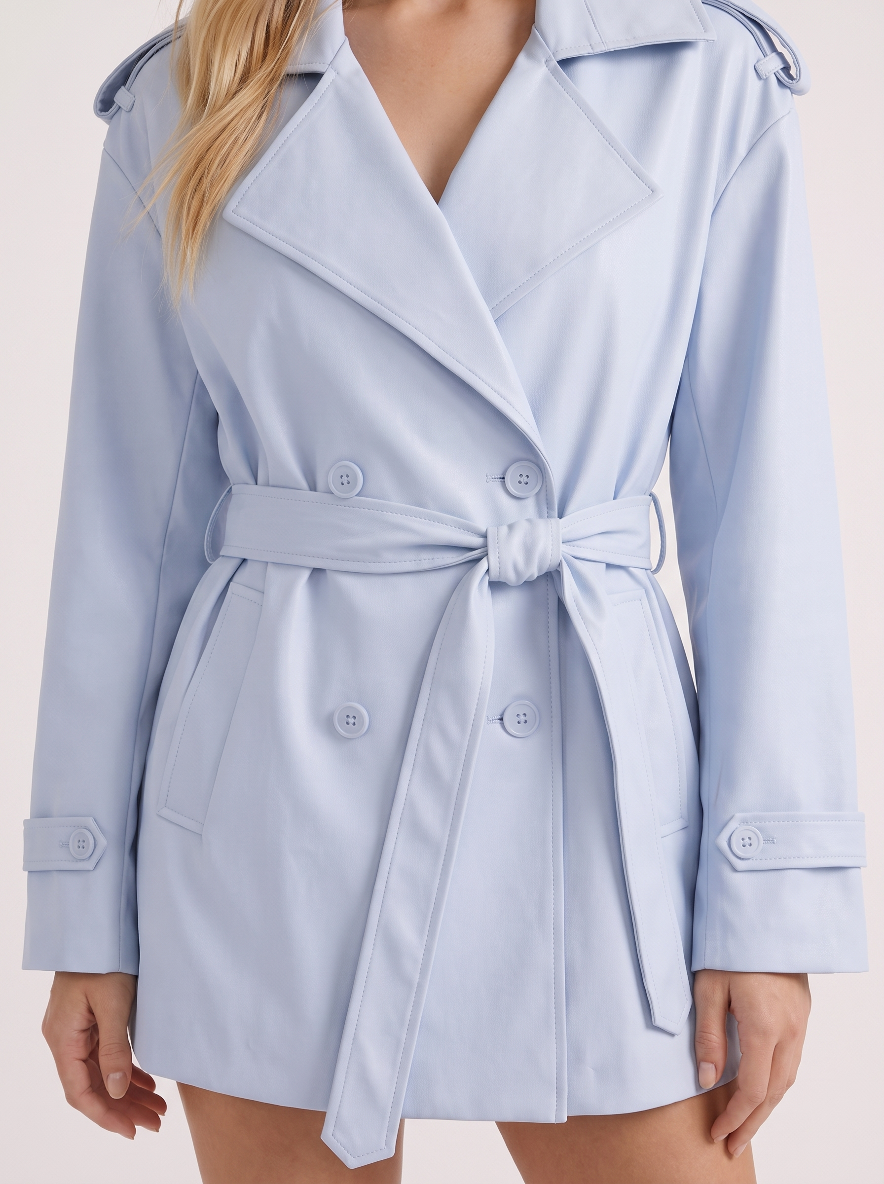 Una Belted Trench in Blue - coat front view