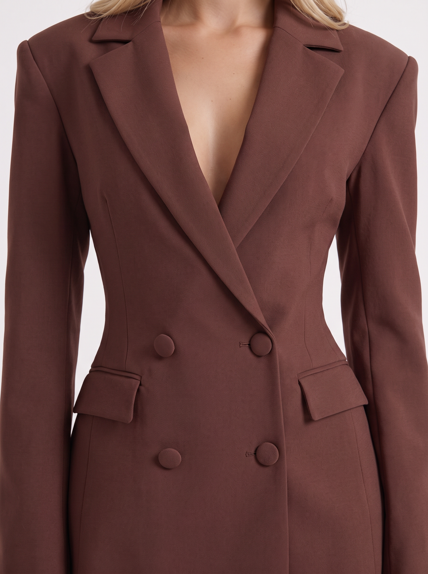 Winnie Blazer Mini Dress in Brown - mini dress front view