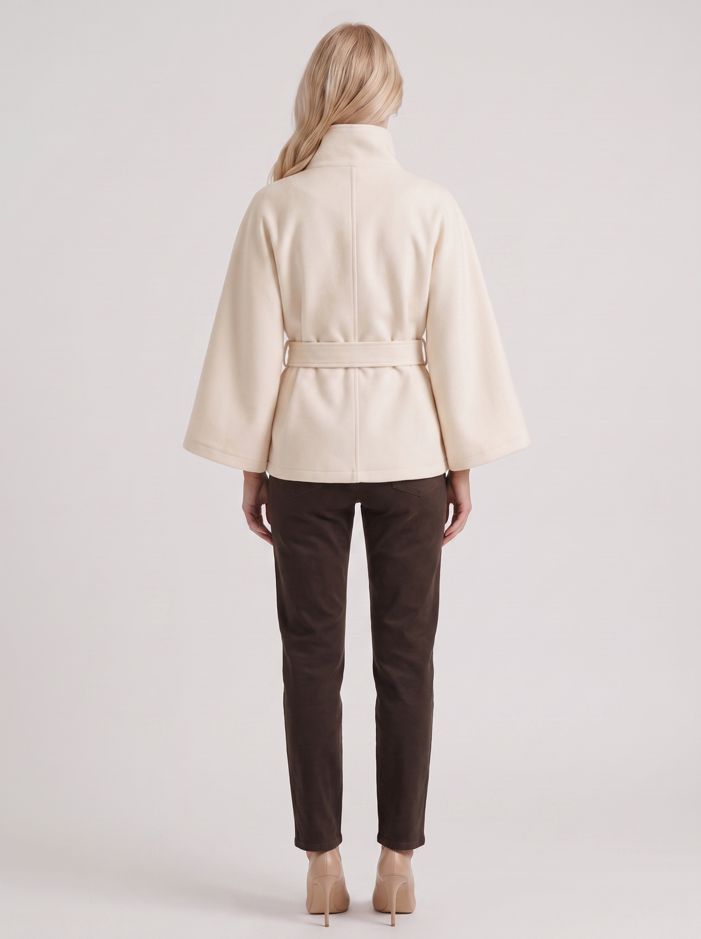 Josephine Cape Coat in White - coat front view