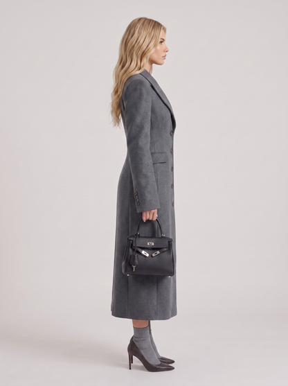 Mabel Longline Coat in Gray - coat front view