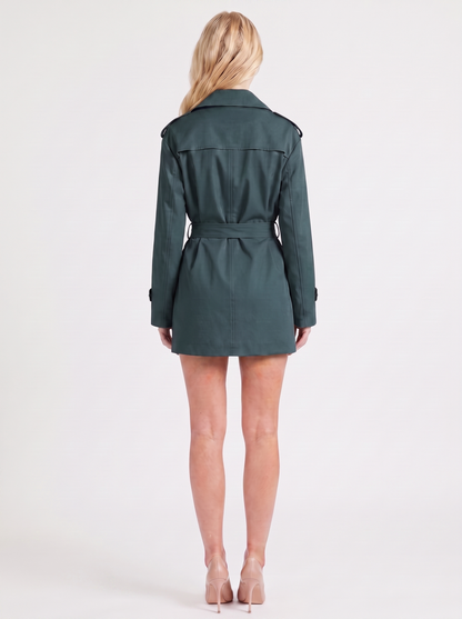 Una Belted Trench in Dark Green - coat front view