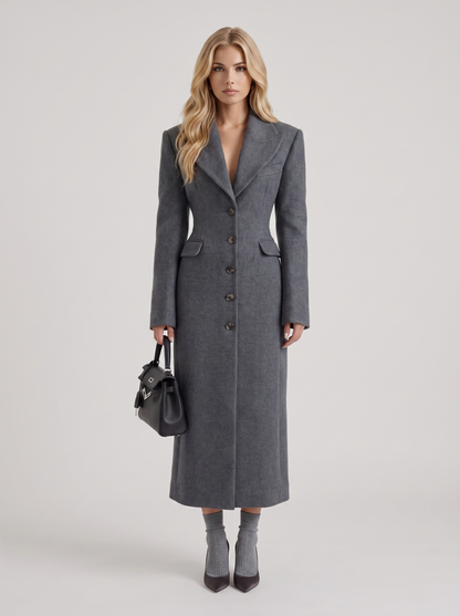 Mabel Longline Coat in Gray - coat front view