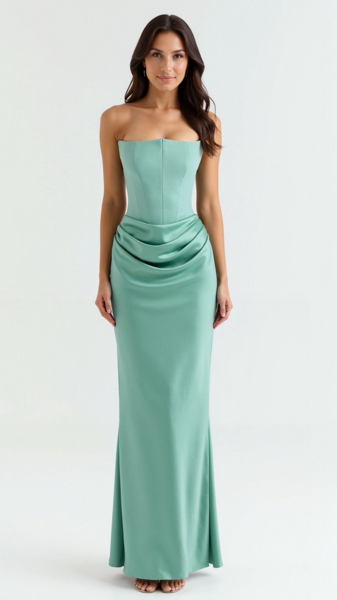 Women’s Strapless Maxi Dress with Structured Bodice