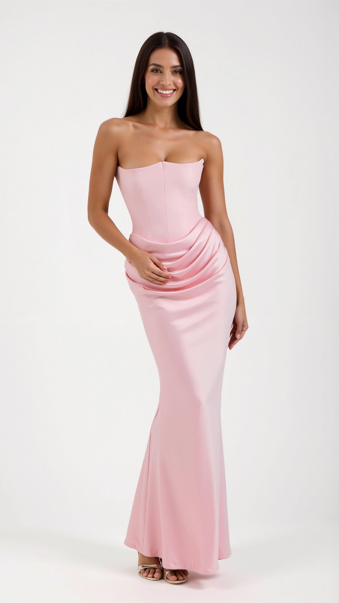 Women’s Strapless Maxi Dress with Structured Bodice