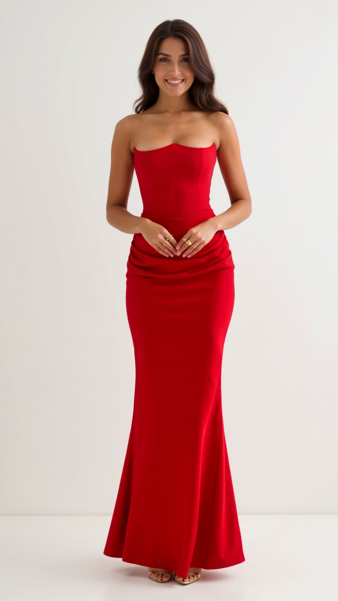 Women’s Strapless Maxi Dress with Structured Bodice