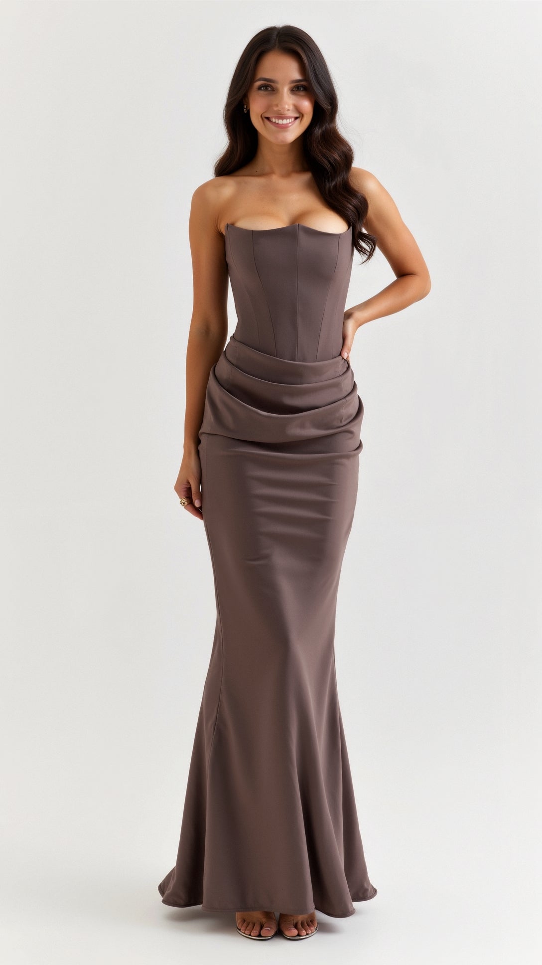 Women’s Strapless Maxi Dress with Structured Bodice
