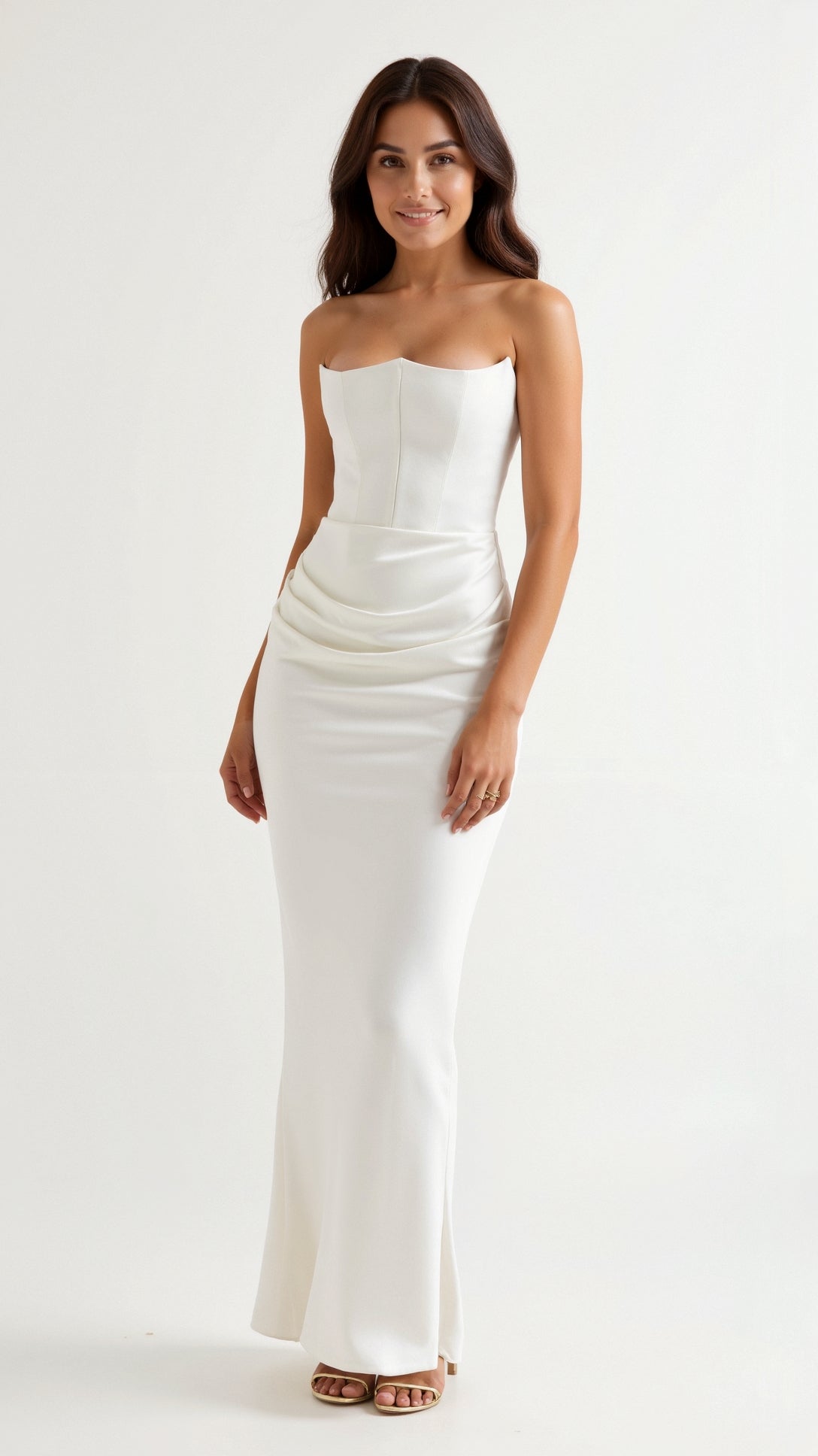 Women’s Strapless Maxi Dress with Structured Bodice