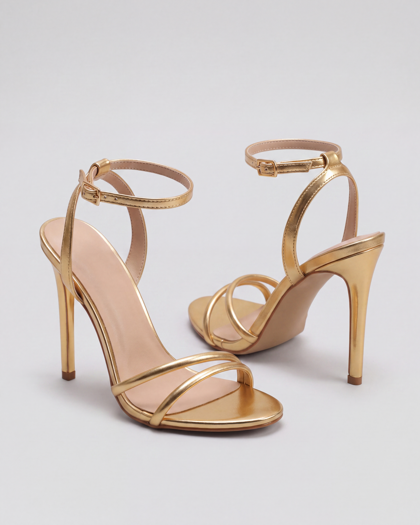 Kayla's Collectives Alara slim strap stiletto heeled sandal in gold — view 5