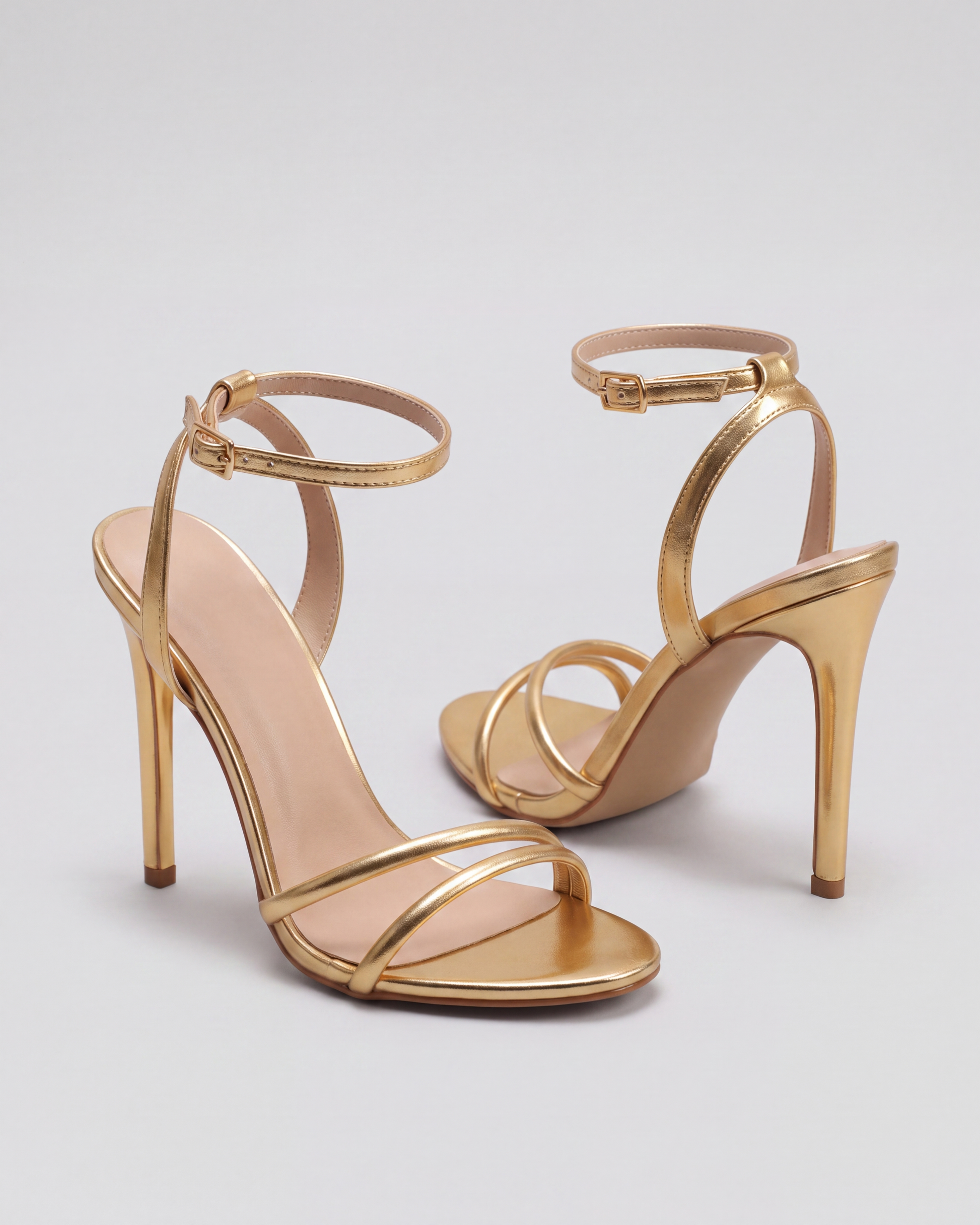 Kayla's Collectives Alara slim strap stiletto heeled sandal in gold — view 5