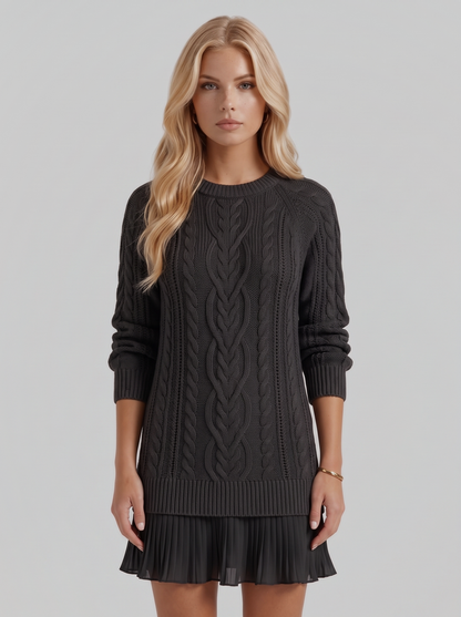Alba Pleated Mini Dress - Black